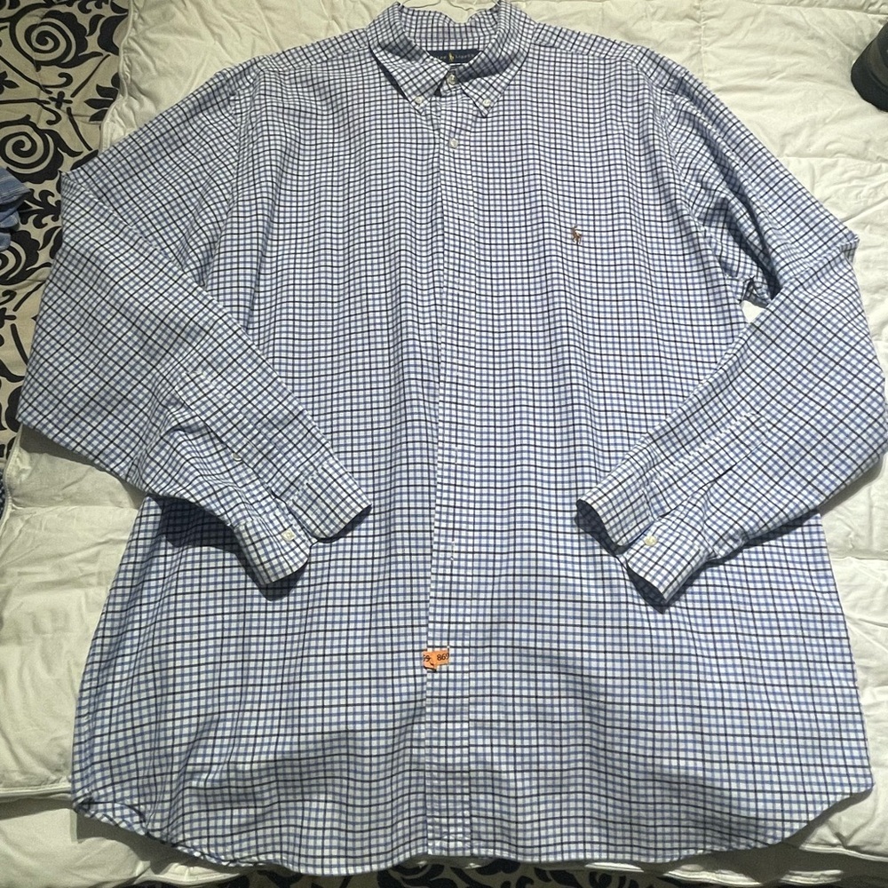 Ralph Lauren Blue Label Blue Checkered Men's Shirt Size 2XLT